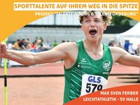 Max Sven Ferber jubelt nach dem Gewinn des Deutschen Meistertitels im Speerwurf der U16.