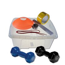 Materialien für den AlltagsFitnessTest Das Bild zeigt das für den AlltagsFitnessTest benötiges Material