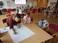 Die Frauenvertreterinnen arbeiten in der Workshop-Phase