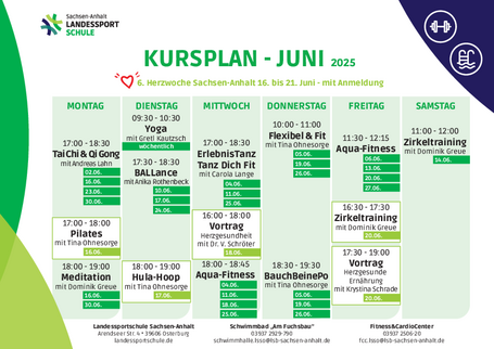 Kursplan der Landessportschule