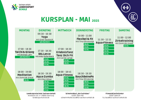 Kursplan der Landessportschule